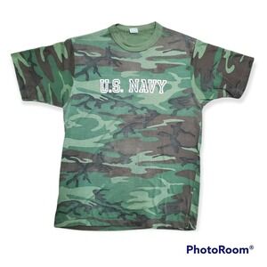 Vintage US Navy Chameleon T-Shirt 70s Mens Medium USN Camo Crewneck